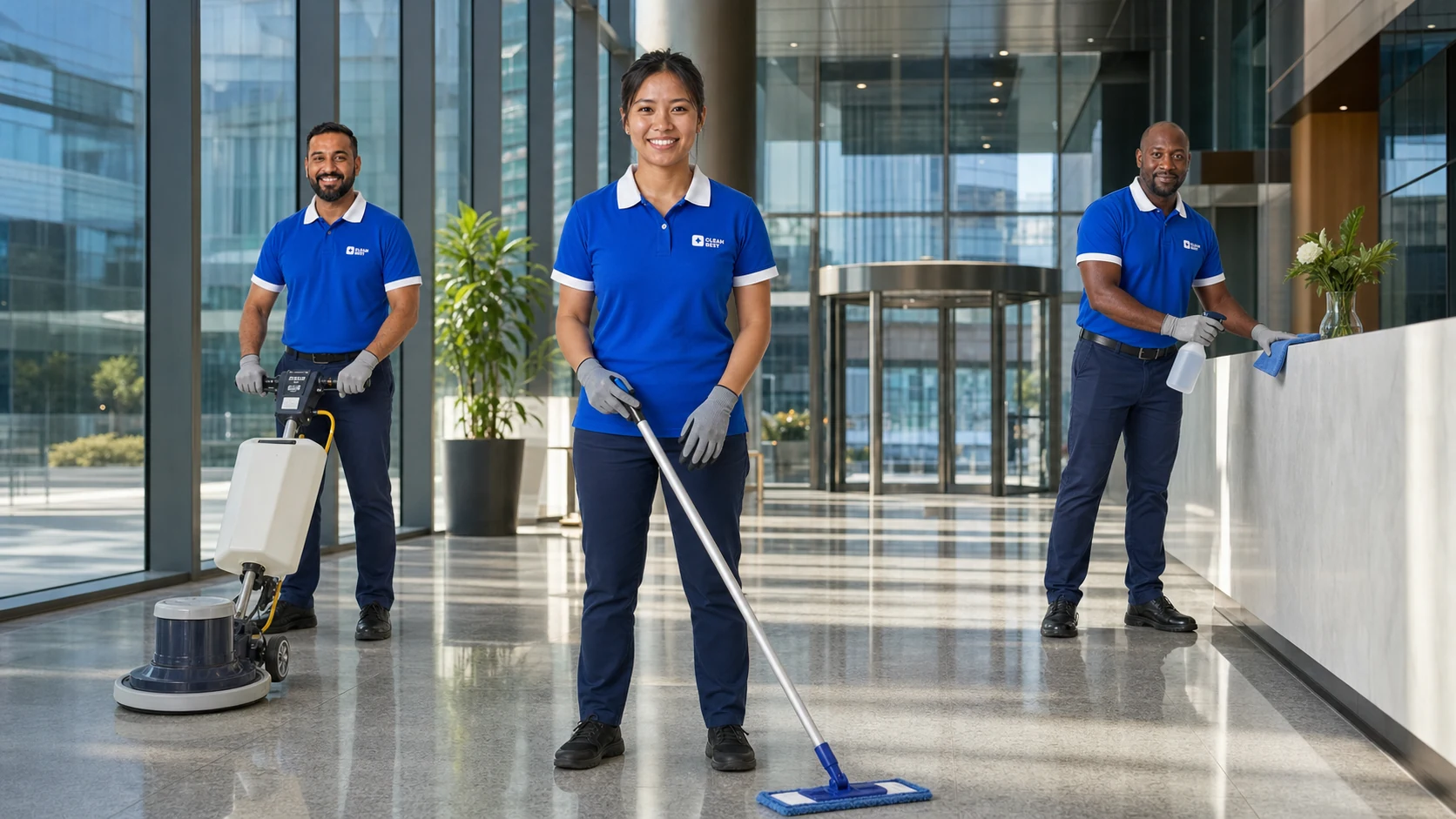 Clean Best commercial cleaner servicing a corporate office lobby in Sydney CBD NSW